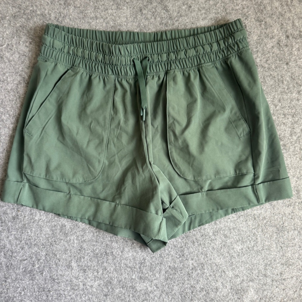 Avia Women XS Green Athletic Shorts Elastic Drawstring Waist Cuffed Hem Pockets